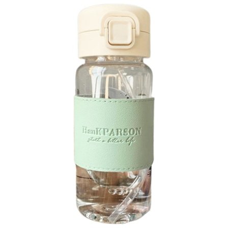 400ml Flaske med Sugerør, Åpnes med Én Knapp, God Forsegling, Lekkasjesikker, Stor Kapasitet, Plast, Skole, Kontor