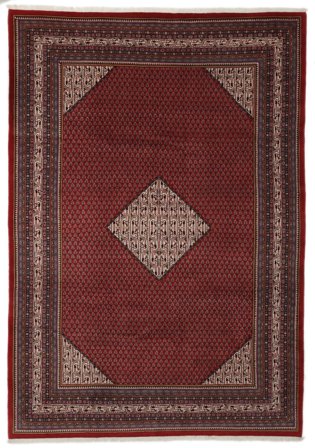 Hand Knotted Persian Sarouk Mir Rug 250X360 Black/Dark Red