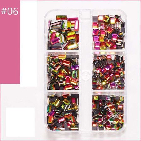 6st Rhinestone i olika storlekar i ask - Nageldekorationer