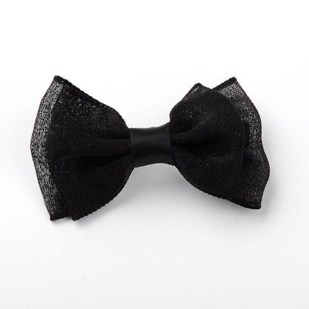 Hår Rosett i svart Chiffong med Fransk patent clips