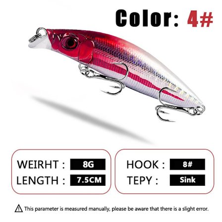 Synkende Fiskelokk Minnow Lure FARGE 4 FARGE 4