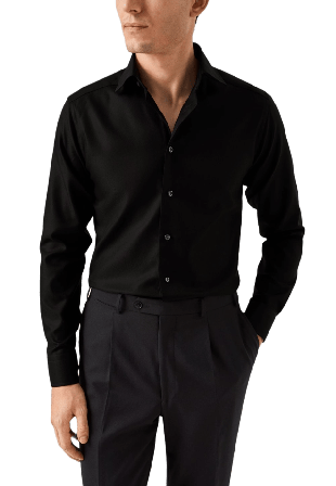 Eton Skjorta I Texturerad Twill Contemporary Fit Skjortor Herr Svart 40