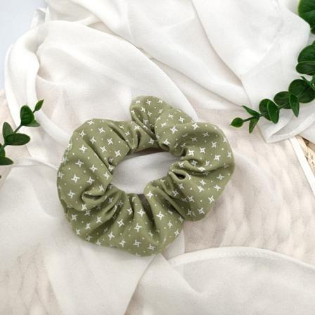 6 stk. stof hår scrunchies prikker assorterede farver hårbånd til piger kvinder----Army Green