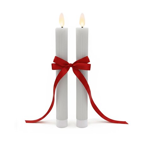 LED-koniske lys, ægte voks, sæt med 2, timerfunktion