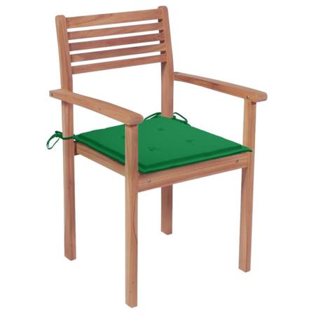 Vidaxl Trädgårdsstolar Med Gröna Dynor 4 St Massiv Teak Grön