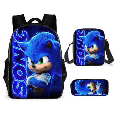 Mordely 3st/ Set Sonic The Hedgehog Ryggsäck Crossbody Bag Case