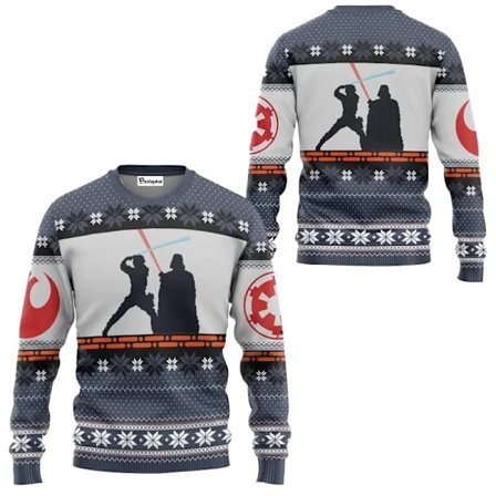 Julenisse Darth Vader Stygg Julegenser Star Wars The Mandalorian Herregenser Klær Høst Vinter Dame Genser stil 2 stil 2 style 2
