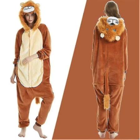 Unisex Vuxen Kigurumi djurkaraktärskostym Onesie Pyjamas Onepiece Lion M