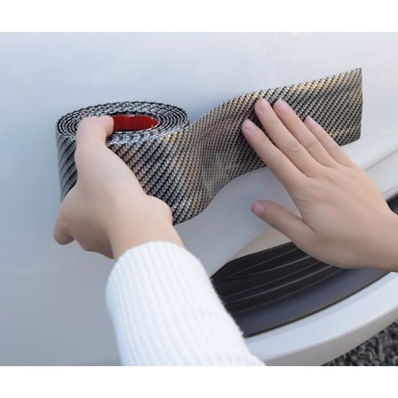 Sort bil dørkant scuff plade beskytter klistermærke kulfiber A