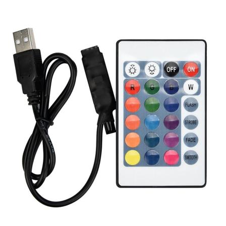 Rgb Usb Led-nauha IR RF -kaukosäädin 24 näppäintä 3528 5050 lamppu Dc12v White