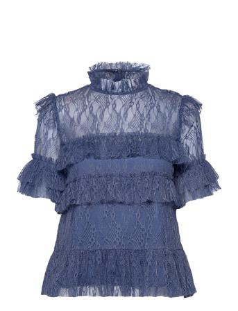 Rachel Blouse Blouses Short-sleeved Sininen By Malina
