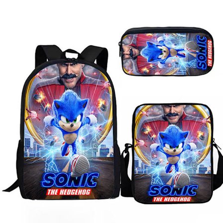 Tecknad skolväska: Sonic tredelad skolväska J