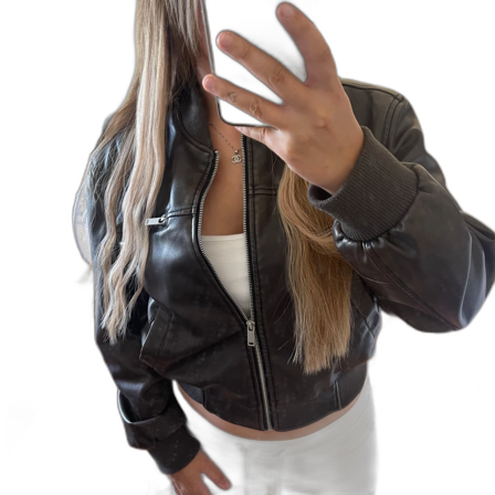 Brun skinnjacka från Gina Tricot XS/S