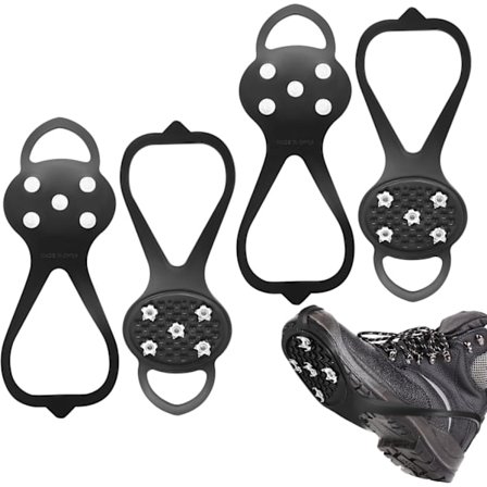 5 Pigger Brodder, 4 stk. Issåler for Sko og Støvler, Sklisikre Ispigger for Sko Dame Herre, Sklisikre Brodder Grips for Fotturer Fiske