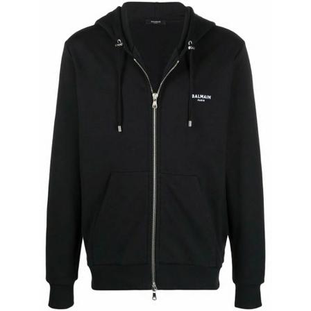 Balmain, Hooded Sweatshirt With Logo Zwart, Heren, Maat:L,elastaan