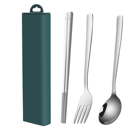 3-Delars Resebestick Set Bestick Set Ätpinnar Sked