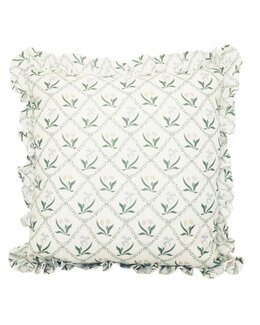 Kuddfodral med volang Petra blommigt 1-pack Vit - Redlunds