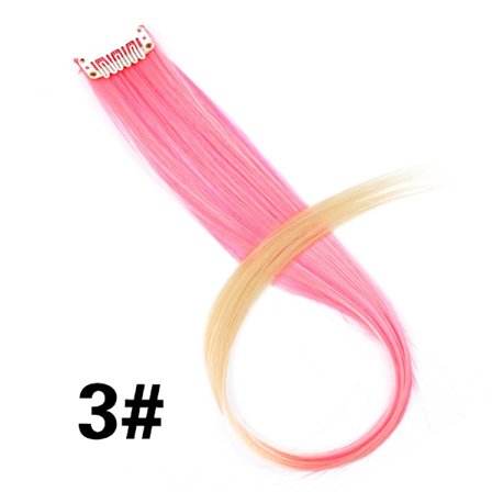 Leeons Clip In Hair Extensions 20 Inch Colorful Synthetic Ombre Rosa Lila Hairpieces Straight Party Highlights Extension