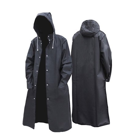 Regnfrakke med hætte til mænd og kvinder - Regnponcho til mænd og kvinder - Vindjakke til voksne - Vandtæt vandrejakke - Størrelse XXL - Sort