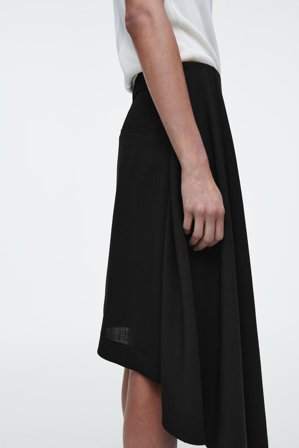 COS Deconstructed Sheer Wool Skirt in Black - Women