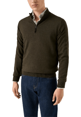 Eton Finstickad Polotröja Med Quarter Zip Tröjor Herr Grön L