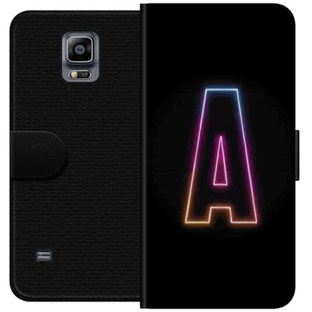 Kompatibelt Lommeboketui til Samsung Samsung Galaxy Note 4 Minimalistisk neonbokstav A i regnbuefarget lys mot svart bakgrunn i moderne typografisk st