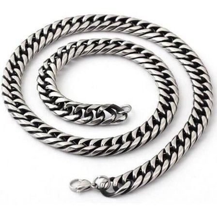 Ketju - Ruostumaton teräs - 65cm - 10mm - Hopea - Miesten