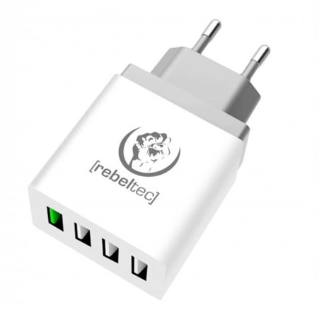 iPhone, Samsung Turbo QC 3.0 Rebeltec Vægoplader 4xUSB Hvid