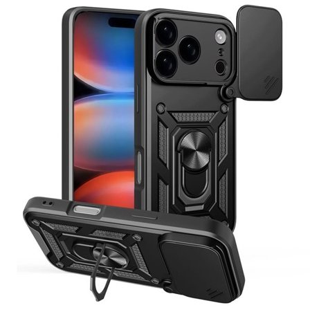 Skyddsskal med kameraskydd och mobilring till Phone 17 Pro Max - Svart