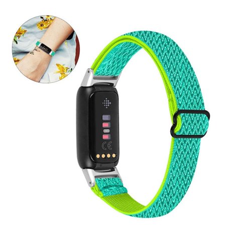 Fitbit Luxe elastiskt klockarmband i nylon - Gul / Grön