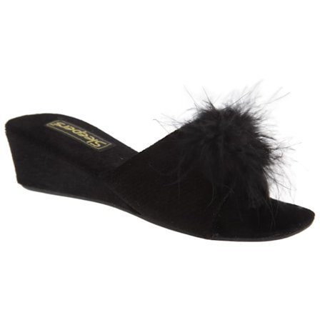 Sleepers Dam/Dam Anne Jewelled Rosette Boa Mule Slippers