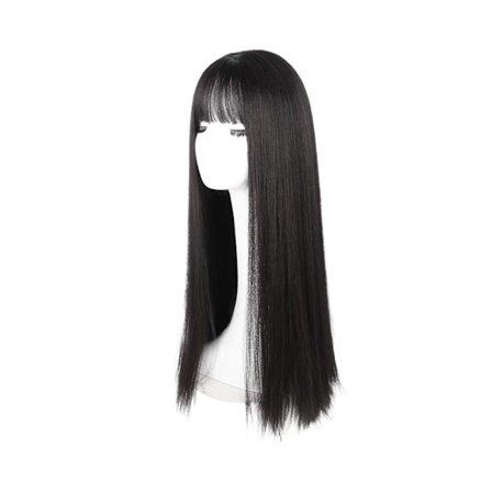 Långa peruker Raka Andas inre nät Högtemperaturfiber Andas svart hår Peruker för kvinnor - Brun Svart