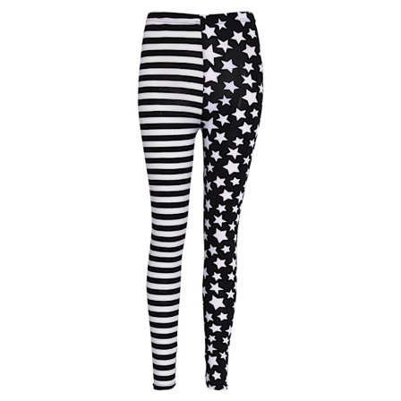 Dame Stripe+Stars Tights Leggings Elastisk Midje Stretch Blyantbukser Jeggings