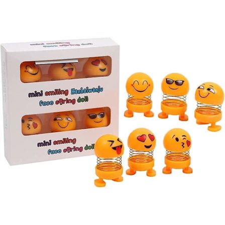 Bilprydnader Skakande Huvuddockor, söta roliga leende ansikten fjäderbobbleheadleksaker passar för hemdekorationer/bils instrumentbräda/skrivbord/bord