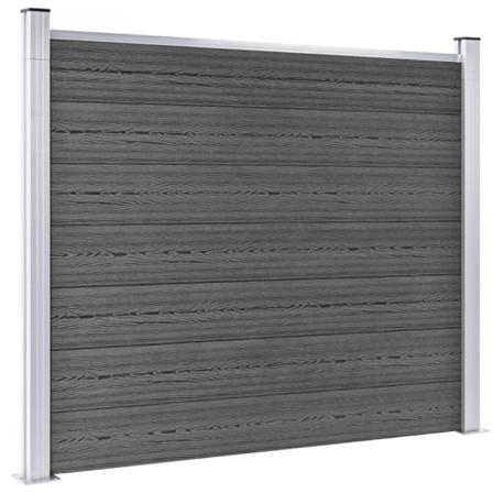 Vidaxl Staketpanel Wpc 180x146 Cm Svart Svart