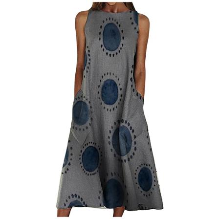Plus Size Dam Sommar Tank Klänning Ärmlös Casual Lång Sexig V
