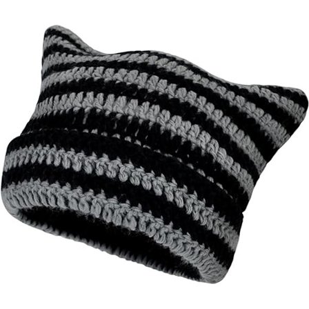 Dame Strikket Hue Katteører Hue Vinter Varm Hue Huer Elastisk Kni