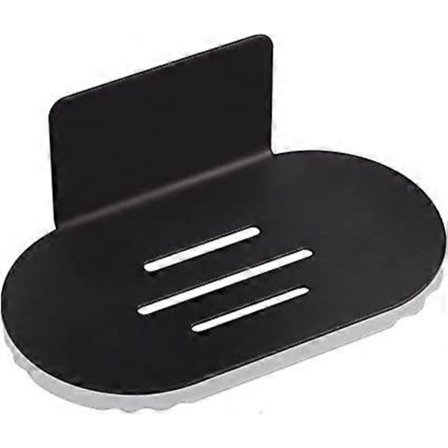 (Sort) Selvklæbende vægmonteret sæbeholder, brusebadssæbeholder i rustfrit stål, borefri sæbeæske til køkken og badeværelse