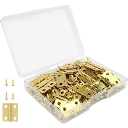 【PP】50 stk Mini Modellhengsler, 18 x 15 mm Små Hengsler i Rustfritt Stål Messing, Holdbare, for Skuff Smykkeskrin Skap med 200 Skruer - Gull-XS4-