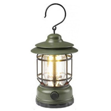 Genopladelig campinglampe, vandtæt campinglygte til familieudflugter udendørs, armygrøn opladningsenhed