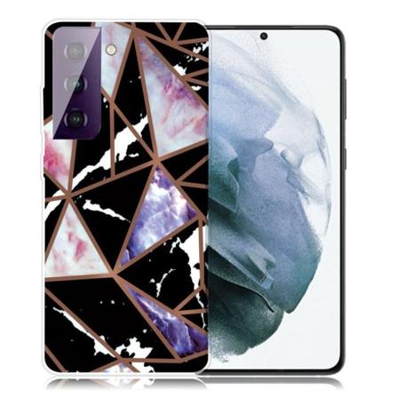 Marmormotiv Samsung Galaxy S21 Plus 5G skal - Svart / Rosa / Blå multifärg
