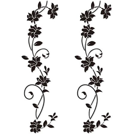 2 sæt vægklistermærker 105*30cm Vinranker Blomst Sort PVC Design Vægsticker