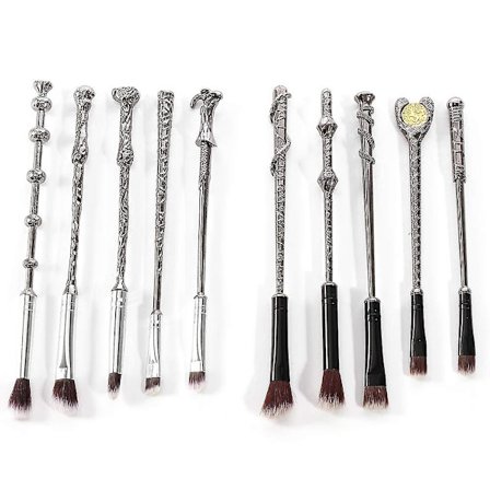 10-pack Presentuppsättning med Makeupborstar, Trollspöborstar, för Foundation, Blanding, Concealer, Ögonbryn, Puder