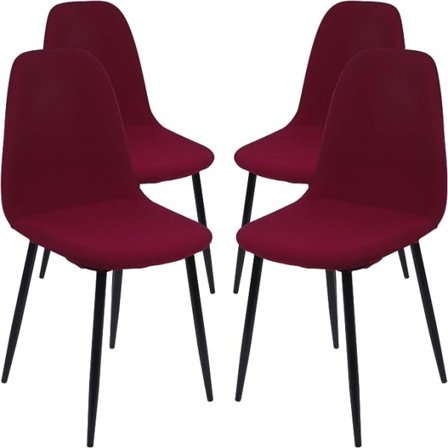 Sett med 4 avtagbara tvättbara skandinaviska stolsöverdrag - Sidofåtöljöverdrag för kök, matsal, sovrum, vardagsrum, röd