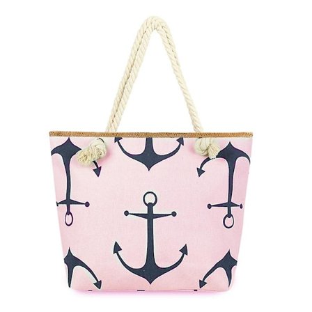 Strand Smile Canvas Tote Taske Kvinder Anker Halm Stor Strandtaske Sejlads A916-125