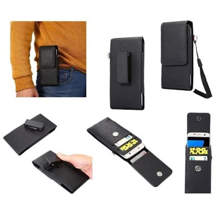 Housse porte-cartes clip ceinture rotatif 360 étui fermeture magnétique til => HAIER G21 > sort