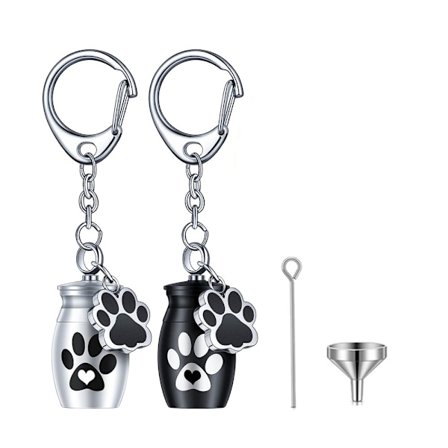 2 st Husdjursurnor Nyckelring för Hund Katt Aska Liten Husdjur Kremering Souvenir Hängande Tassavtryck Minnesurnor (B)