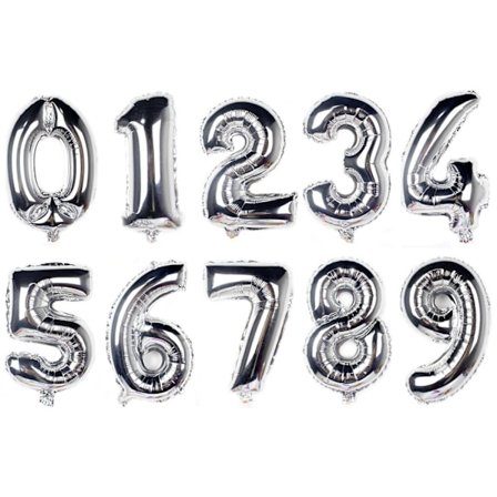Sifferballong / Metallic Ballong 100 cm - Silver