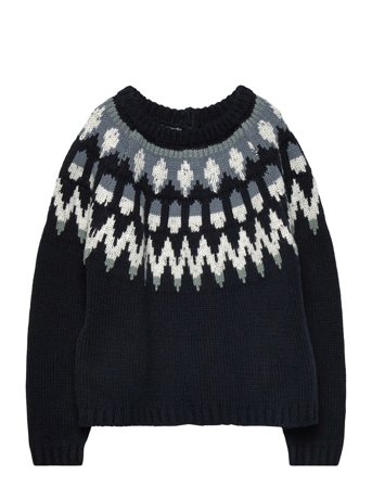 Mango Jacquard Knitted Sweater - Navy - 4-5