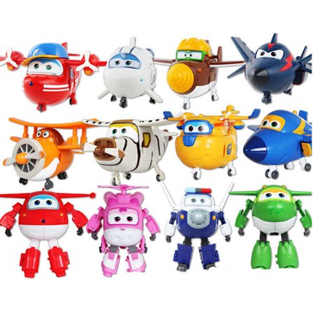12 kpl Super Wings Muuntautuvia Robotti Toimintahahmoja, Animaatiolelulentokone Lahjapakkaus{ROG}